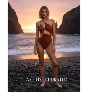 MISHA Collection Mical One Piece Swimsuit 2 Brown NWT